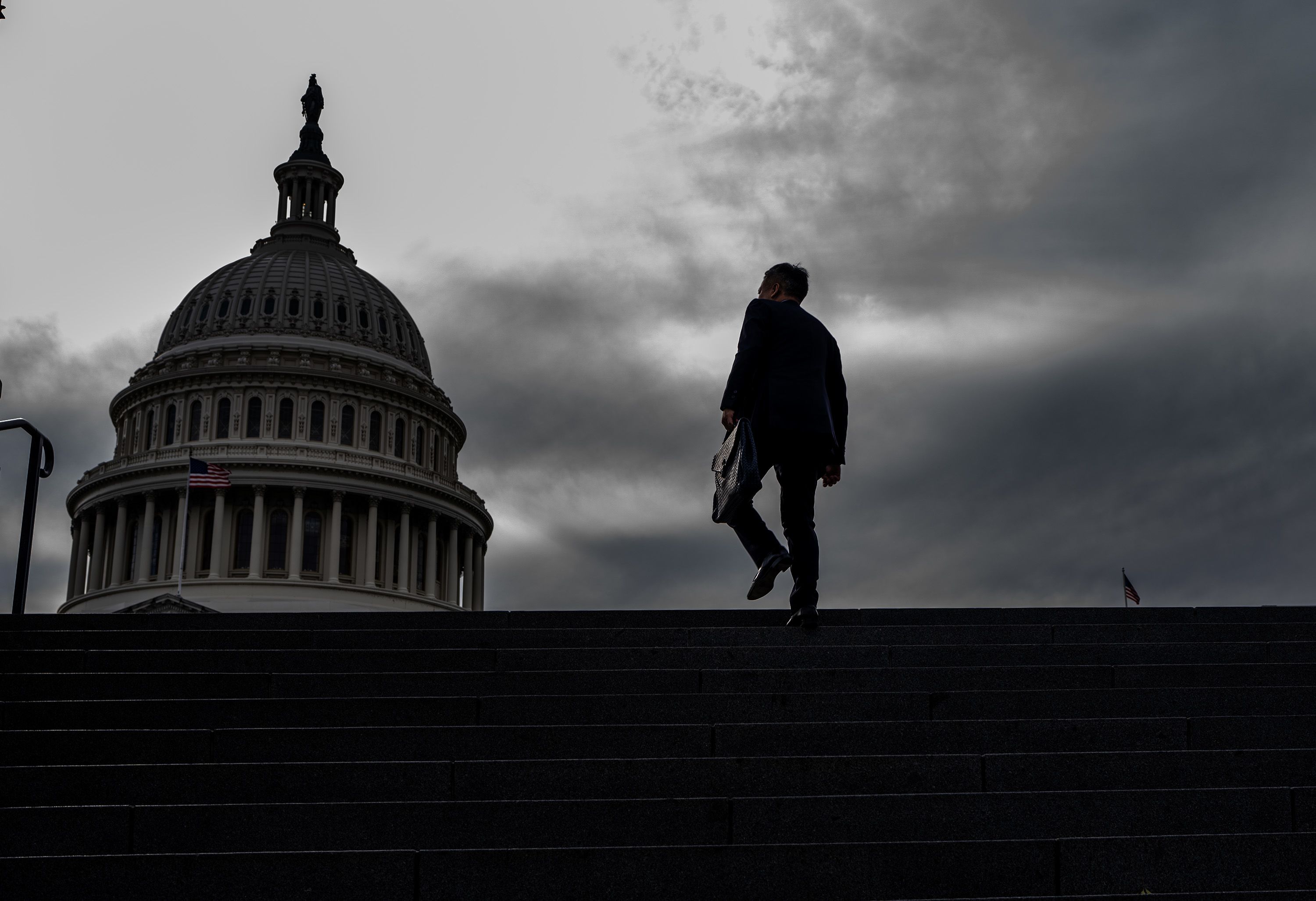 Ma walks after presenting a report on the Chinese government’s alleged crimes against the Hui Muslim minority of China in Washington, DC, Tuesday, March 21, 2023. (RFA Photo/Gemunu Amarasinghe)