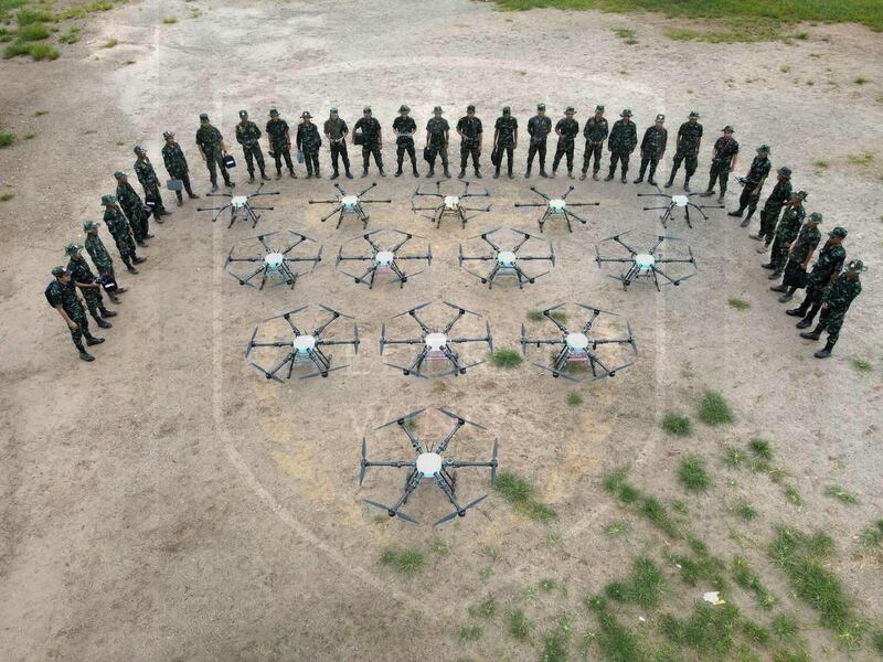 Members of Federal Wings with their drone fleet. Credit: Federal Wings