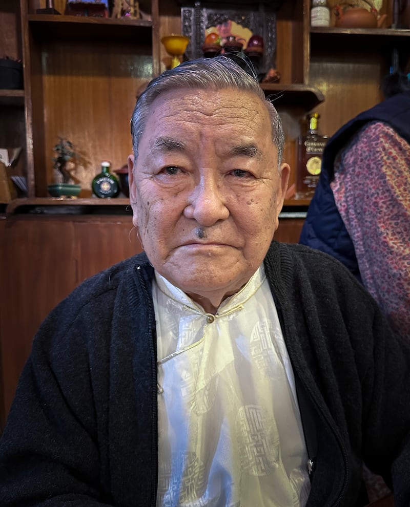 Ugen Tsering, 87, a former fighter who now runs a successful restaurant business in Nepal and India, at home in Thamel, Kathmandu, Nepal in November 2024.