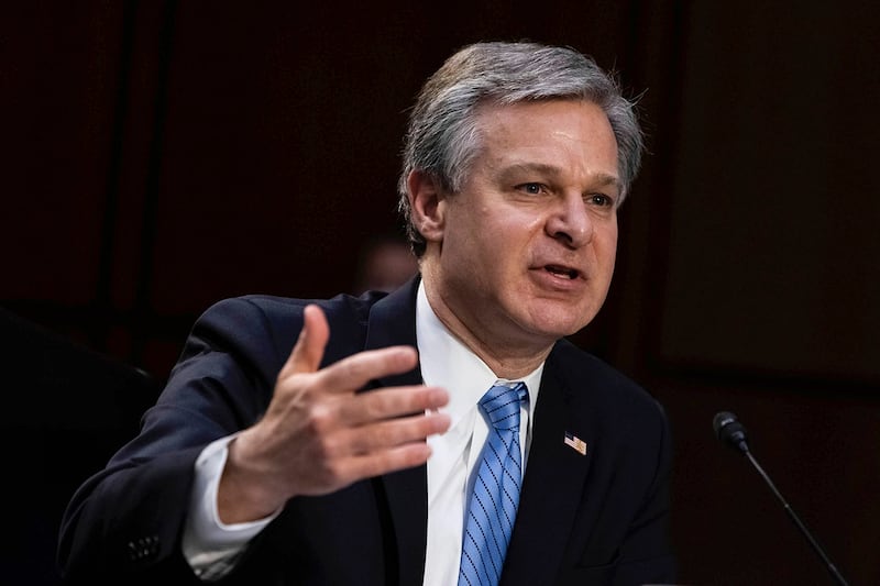 美国联邦调查局(FBI)局长克里斯托弗・雷(Christopher Wray)表示,中国的黑客计划比所有其它主要国家的总和还多。(美联社图片)